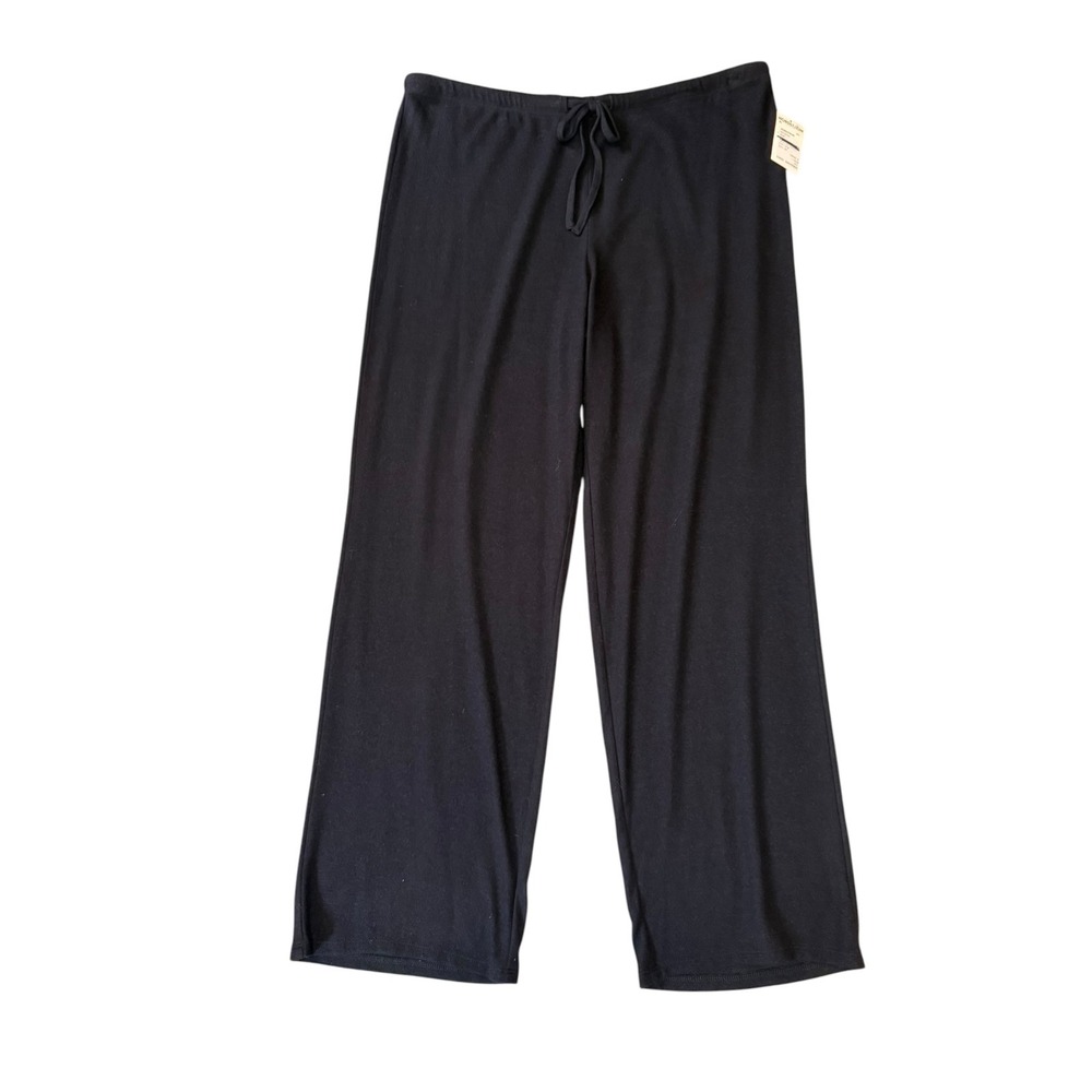 Nordstrom Womens XL Black Wide Leg Pajama Pants‎ Drawstring Sleepwear New